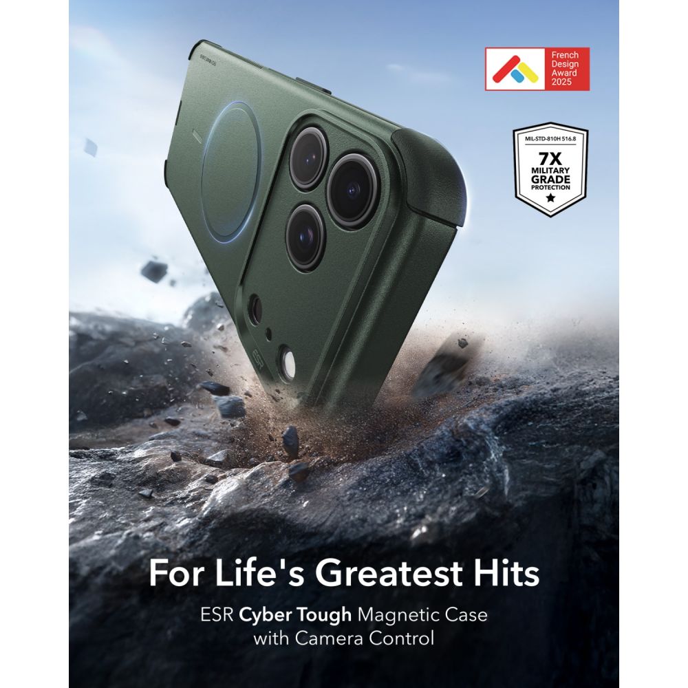 ESR iPhone 18 Pro Max / iPhone 17 Pro Max - Σκληρή Θήκη MagSafe με Πλαίσιο Σιλικόνης - Cyber Tough - Green