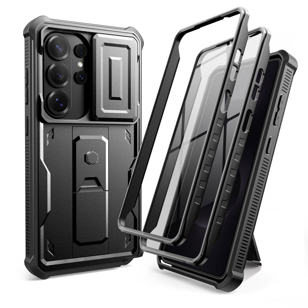 Tech - Protect Samsung Galaxy S26 Ultra - Θήκη 360 Full Body με Προστασία για την Οθόνη και την Κάμερα και Stand - Kevlar Cam+ 2 - Set - Black
