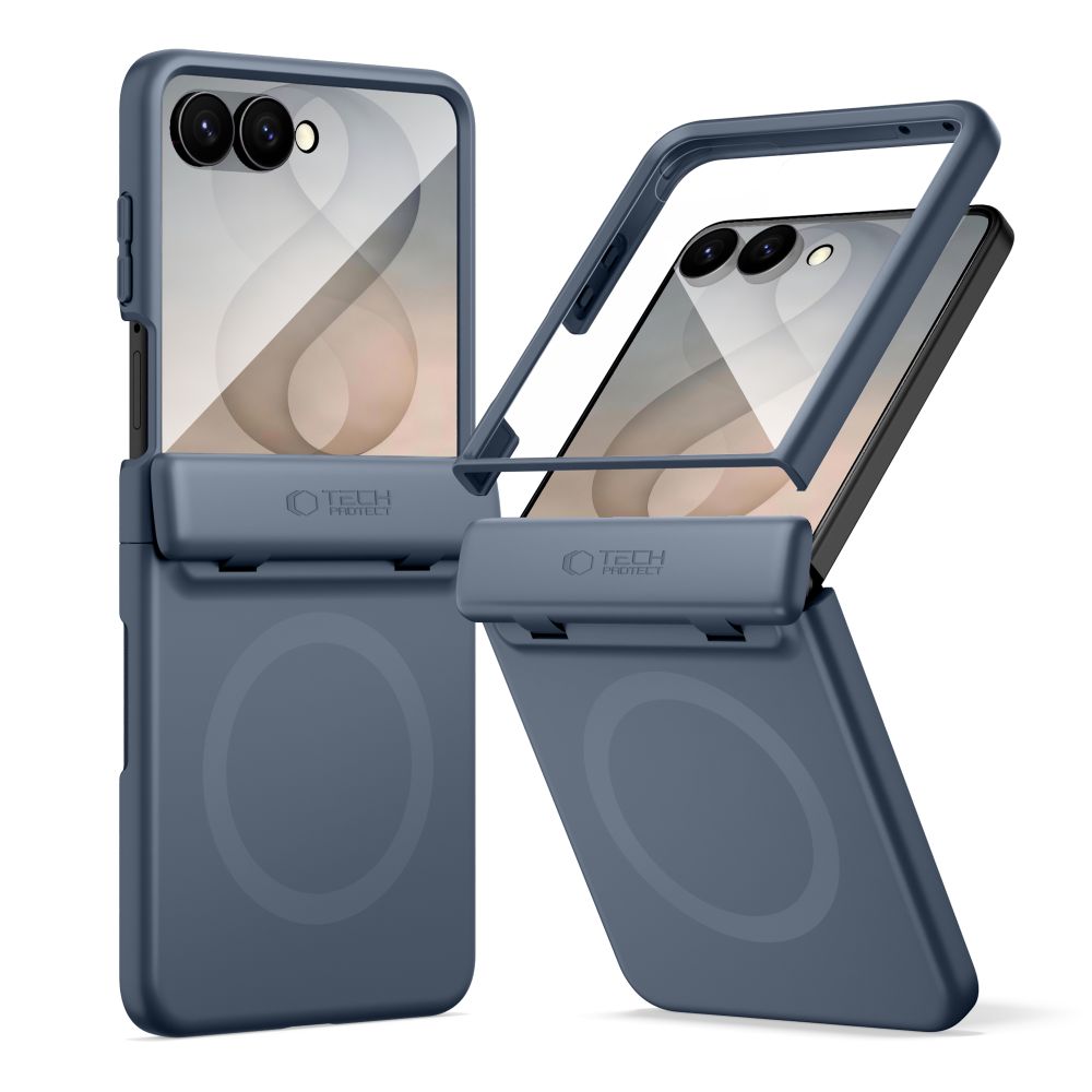 Tech-Protect Samsung Galaxy Z Flip8 - Σκληρή Θήκη MagSafe με Προστασία Οθόνης και Stand - Kevlar Aura - Navy Blue