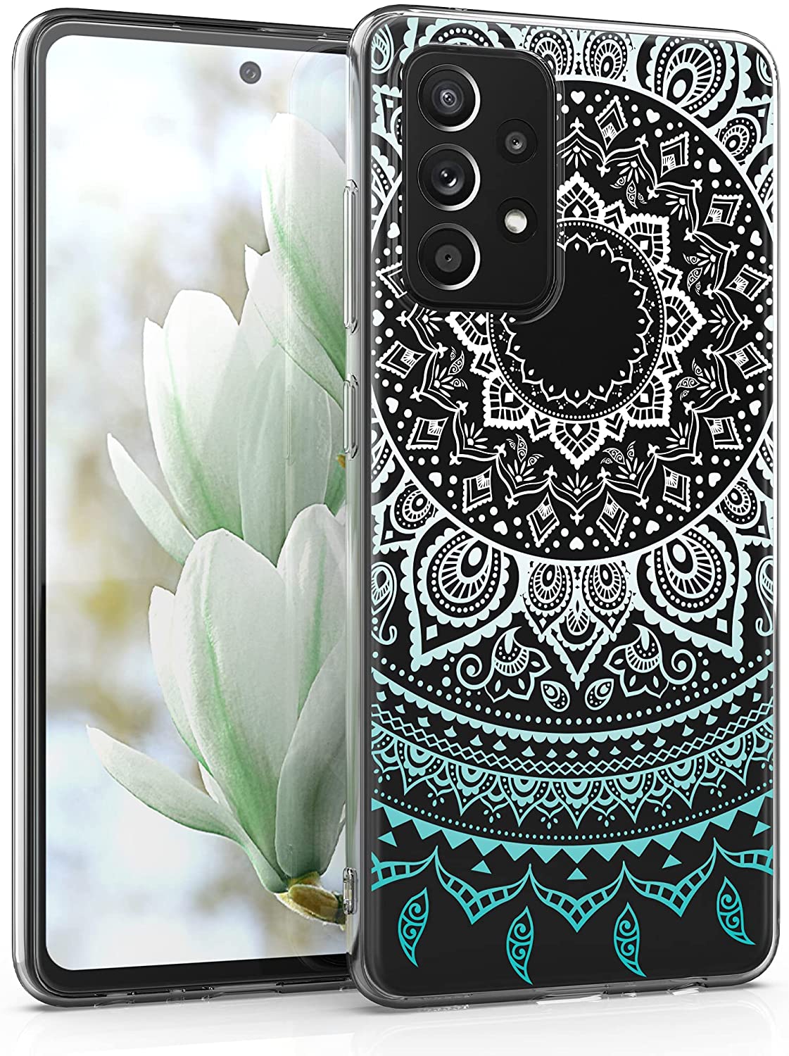 KW Samsung Galaxy A52 / A52 5G / A52s 5G Θήκη Σιλικόνης TPU Design Indian Sun - Mint Green / White - Διάφανη - 54348.07