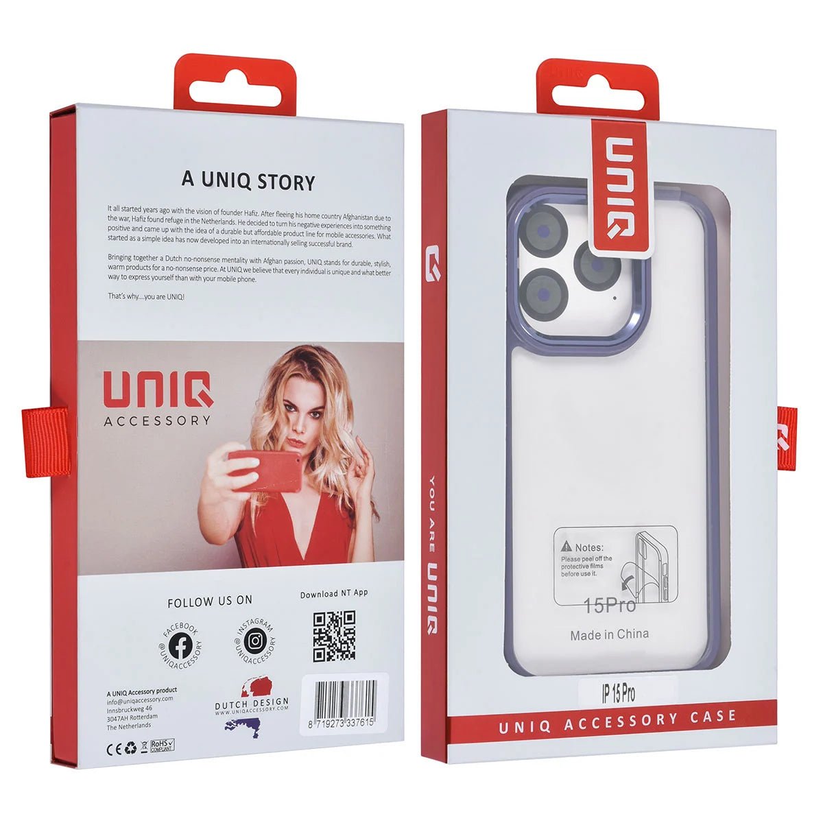 Tuniq iPhone 15 Pro - Σκληρή Θήκη με Πλαίσιο Σιλικόνης - Μοβ / Διάφανο