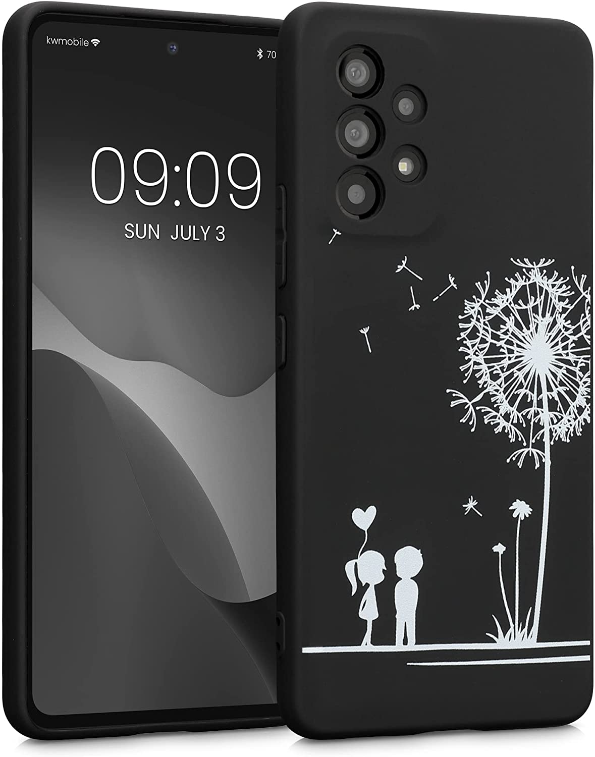 KW Samsung Galaxy A53 5G Θήκη Σιλικόνης - Design Dandelion Love - Black / White - 58241.01