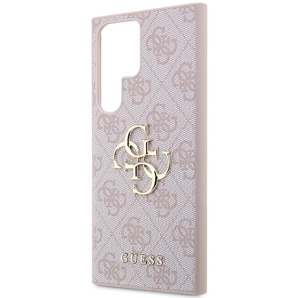 Guess Samsung Galaxy S24 Ultra - 4G Big Metal Logo Θήκη με Επένδυση Συνθετικού Δέρματος - Pink - GUHCS24L4GMGPI
