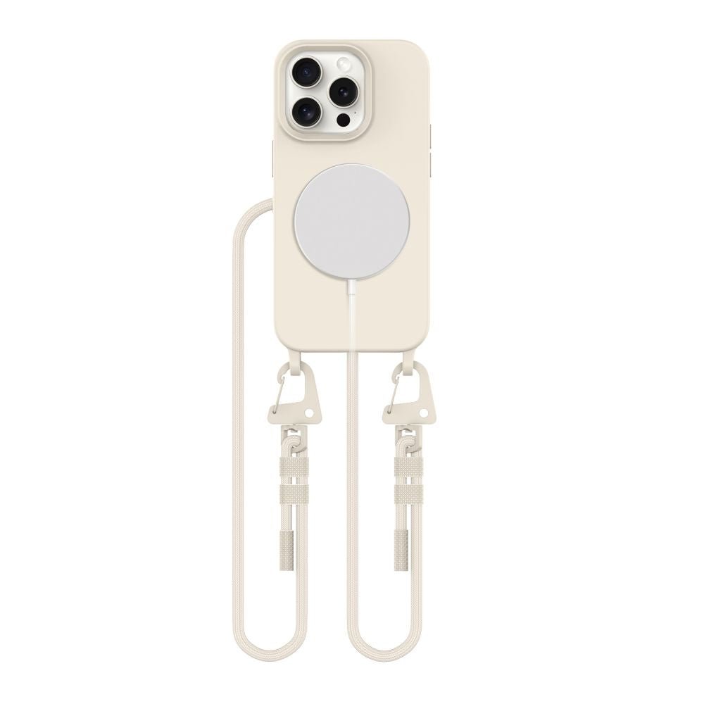 Tech - Protect iPhone 14 Pro MagNecklace - MagSafe Θήκη Σιλικόνης TPU με Pυθμιζόμενο Αποσπώμενο Κορδόνι - Cosmic Latte