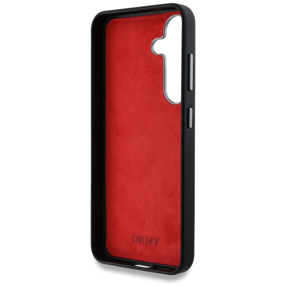 DKNY Samsung Galaxy S25 - Leather Heart of NY - MagSafe Σκληρή Θήκη με Επένδυση Συνθετικού Δέρματος - Black