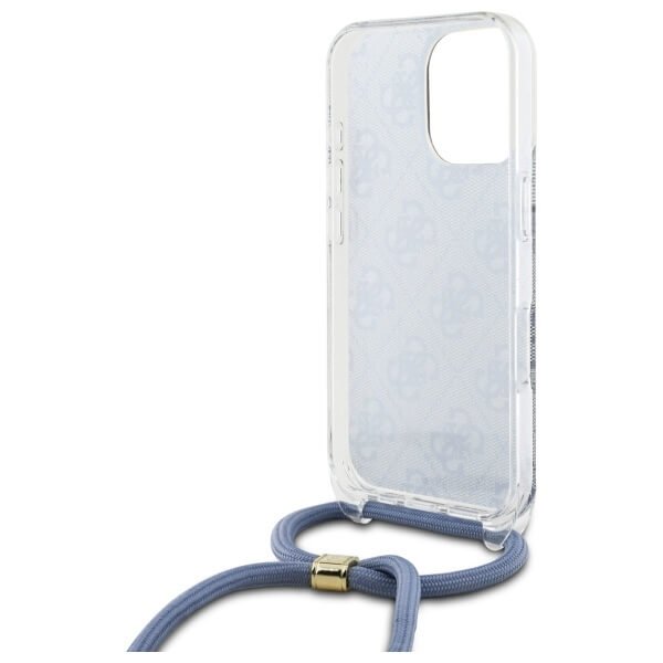 Guess iPhone 16 Pro - Crossbody Cord 4G Print - Σκληρή Θήκη με Πλαίσιο Σιλικόνης και Λουράκι - Blue - GUHCP16LHC4SEB