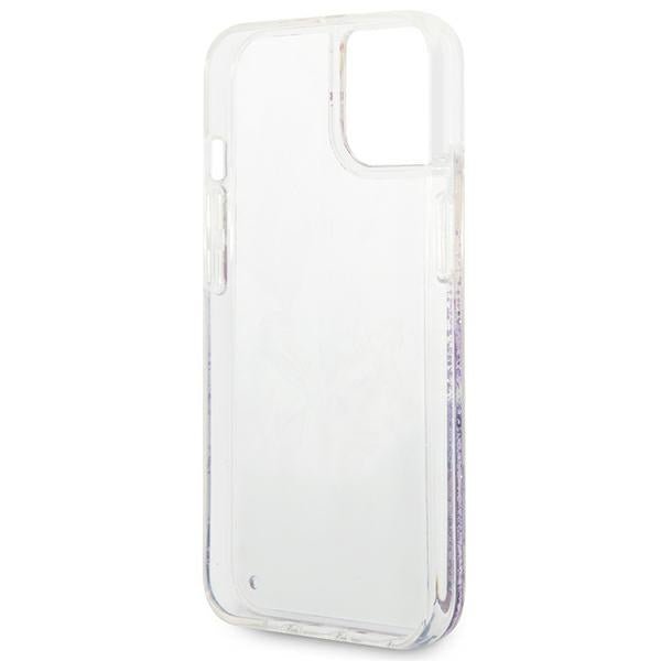 Guess iPhone 14 Plus Flower Liquid Glitter Σκληρή Θήκη - Purple - GUHCP14MLFLSU