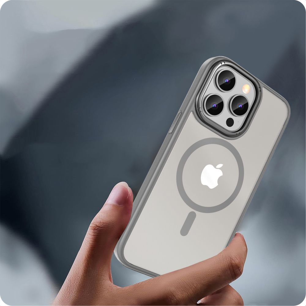 Tech - Protect iPhone 15 Pro Max MagMat 2 - Σκληρή Θήκη με Πλαίσιο Σιλικόνης και MagSafe - Matte Titanium / Ημιδιάφανη