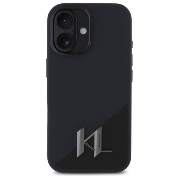 Karl Lagerfeld iPhone 16 - Silicone Shadow Metal Initial - MagSafe Θήκη Σιλικόνης - Black - KLHMP16SSCMKMPCK