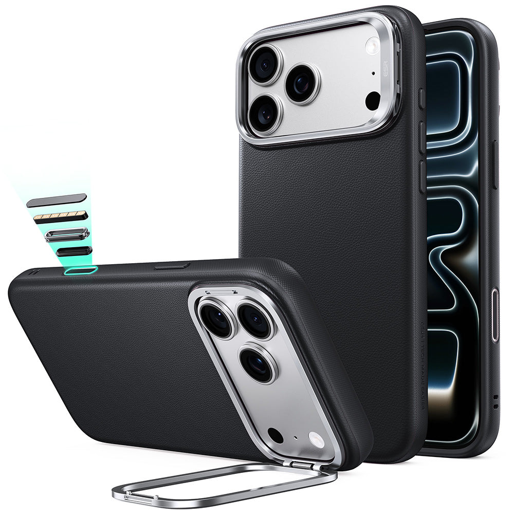 ESR iPhone 18 Pro Max / iPhone 17 Pro Max - Σκληρή Θήκη MagSafe με Πλαίσιο Σιλικόνης και Σταντ - Atelier Magnetic Kickstand - Black