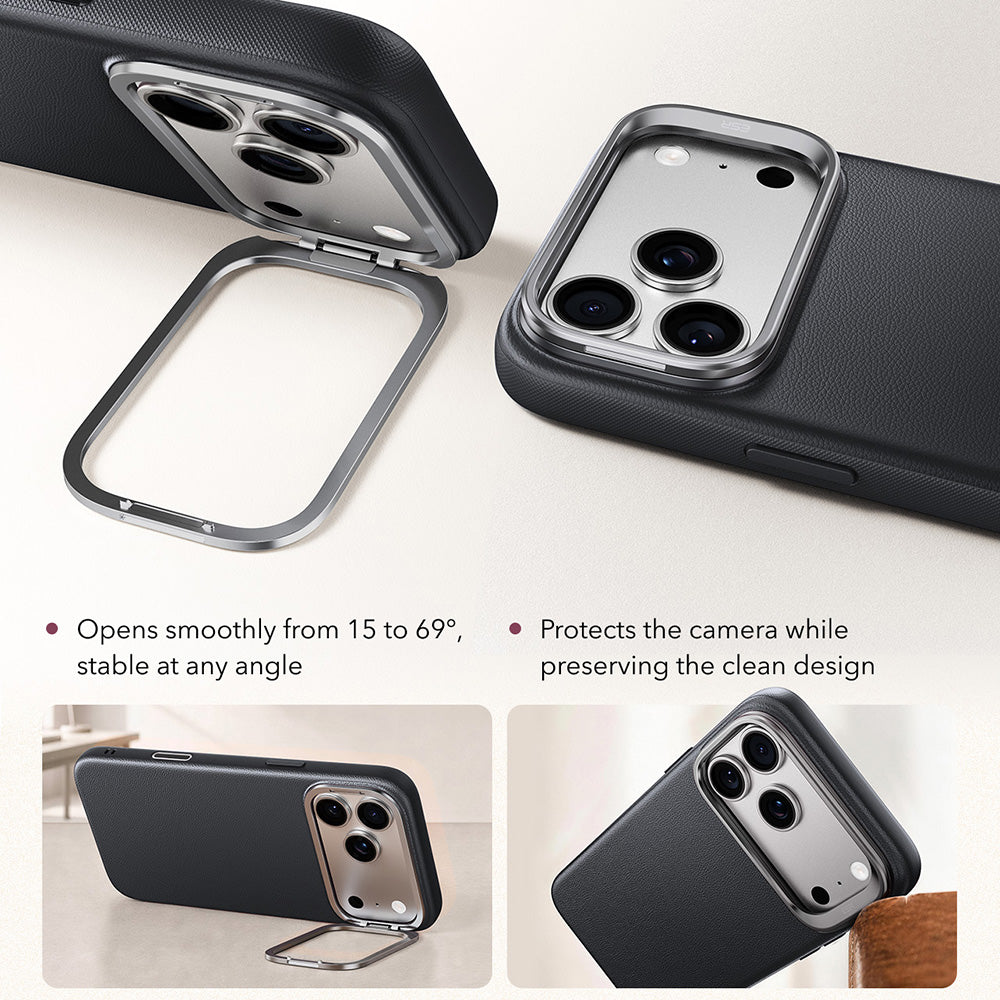 ESR iPhone 18 Pro Max / iPhone 17 Pro Max - Σκληρή Θήκη MagSafe με Πλαίσιο Σιλικόνης και Σταντ - Atelier Magnetic Kickstand - Black