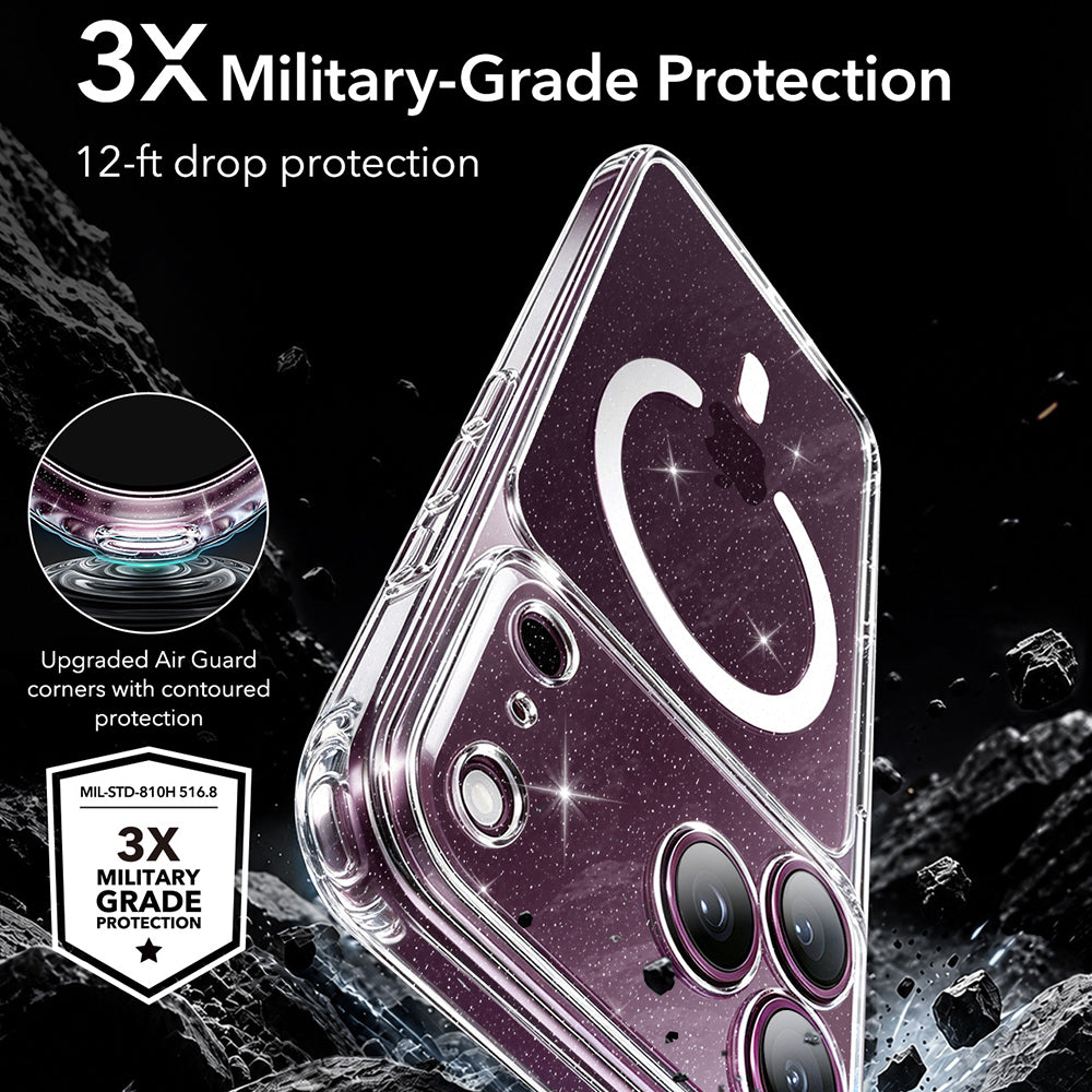 ESR iPhone 18 Pro / iPhone 17 Pro - Σκληρή Θήκη με Πλαίσιο Σιλικόνης και MagSafe - Classic Hybrid Halolock - Clear Shimmer