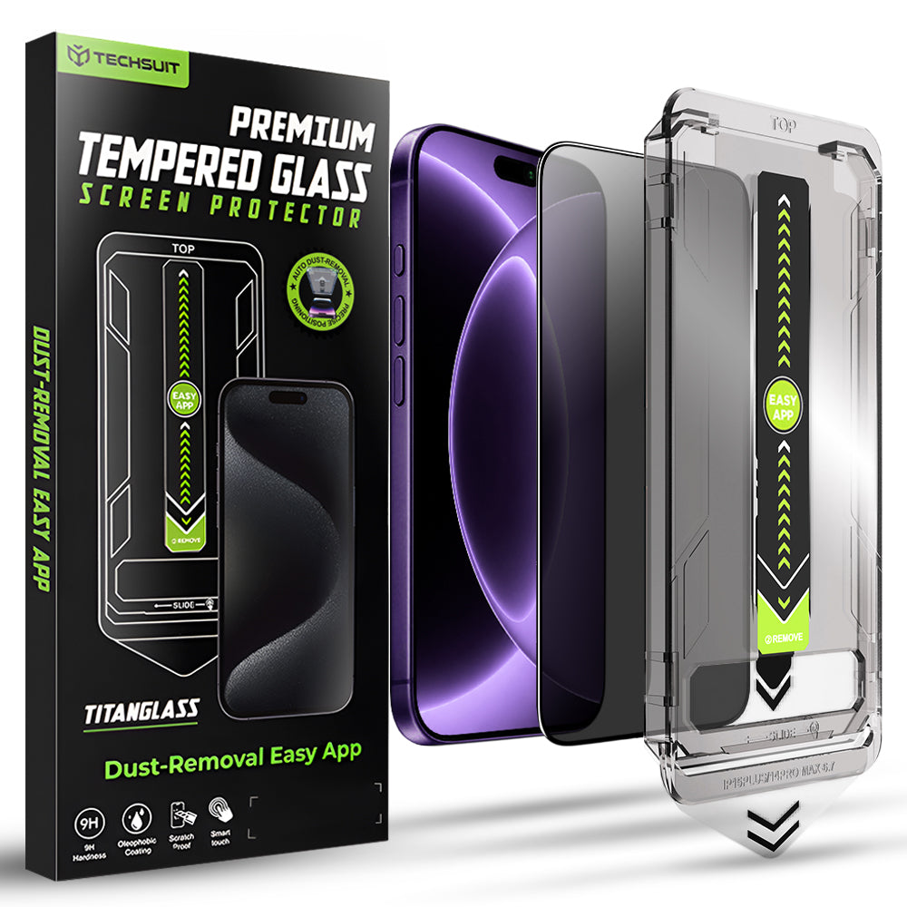 Techsuit iPhone 18 Pro - Full Screen Αντιχαρακτικό Γυαλί Οθόνης - TitanGlass FullCover - Privacy
