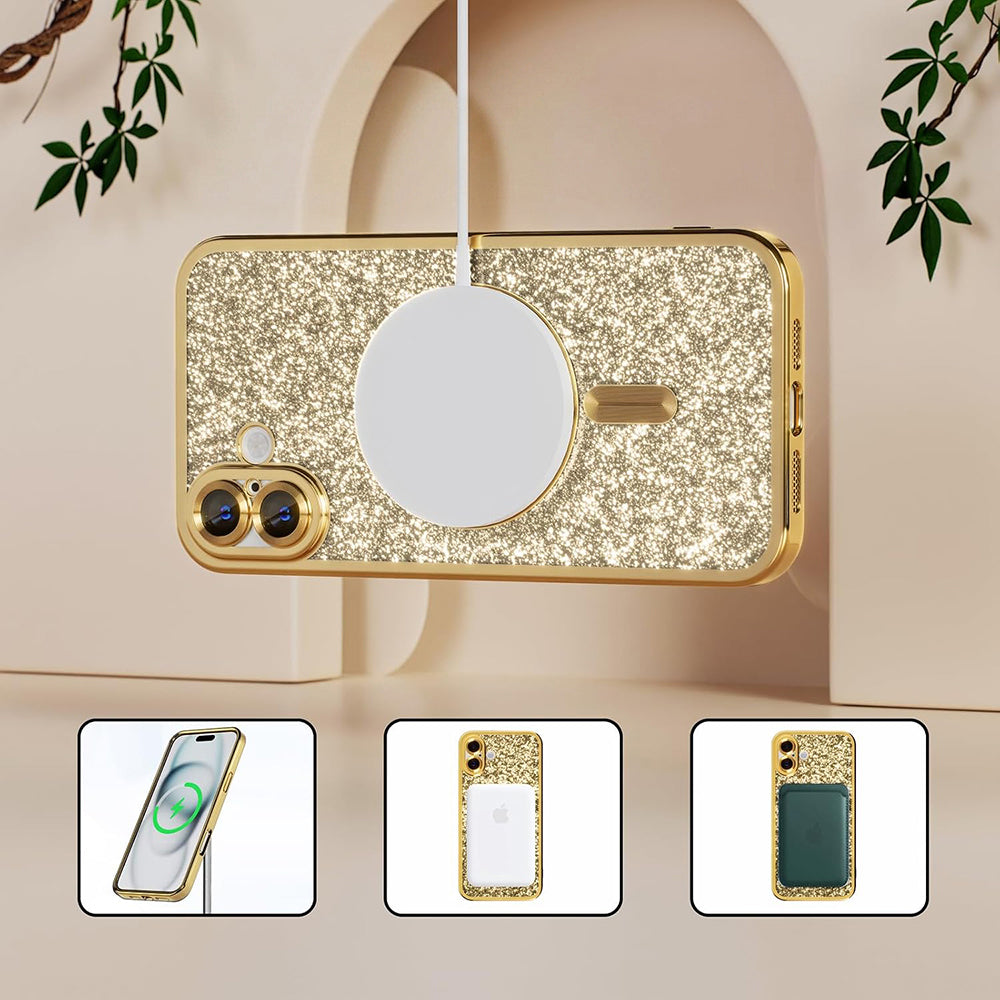 Techsuit iPhone 18 Pro / iPhone 17 Pro - Θήκη Σιλικόνης με MagSafe - Luxury Glitter - Deep Purple
