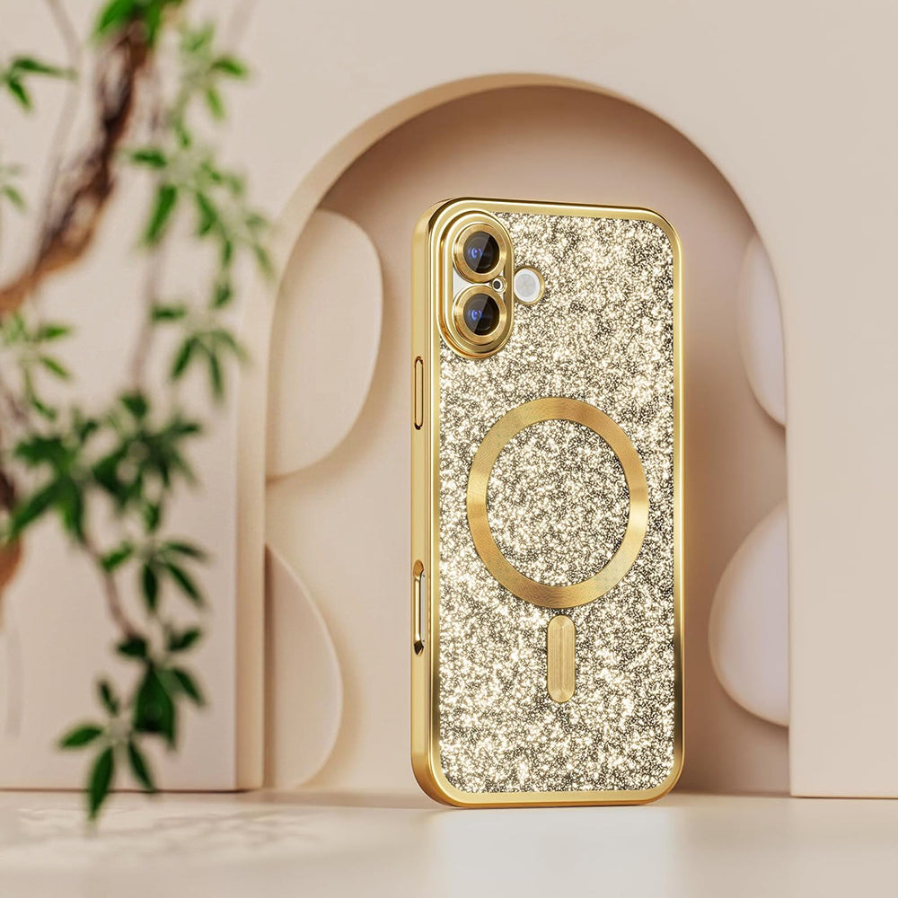 Techsuit iPhone 18 Pro Max / iPhone 17 Pro Max - Θήκη Σιλικόνης με MagSafe - Luxury Glitter - Deep Purple