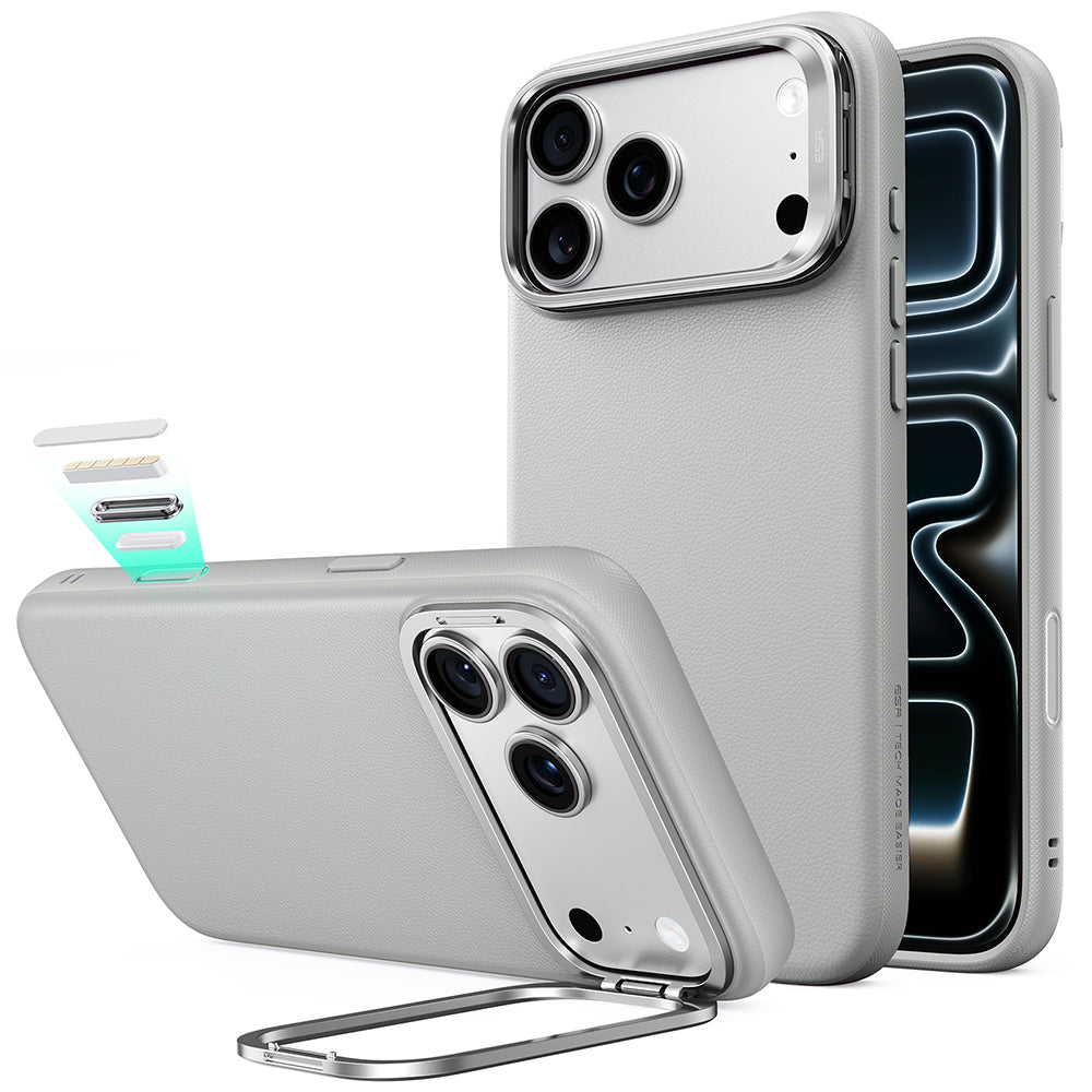 ESR iPhone 18 Pro Max / iPhone 17 Pro Max - Σκληρή Θήκη MagSafe με Πλαίσιο Σιλικόνης και Σταντ - Atelier Magnetic Kickstand - Grey
