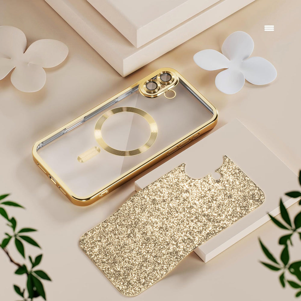 Techsuit iPhone 18 Pro Max / iPhone 17 Pro Max - Θήκη Σιλικόνης με MagSafe - Luxury Glitter - Dark Cherry