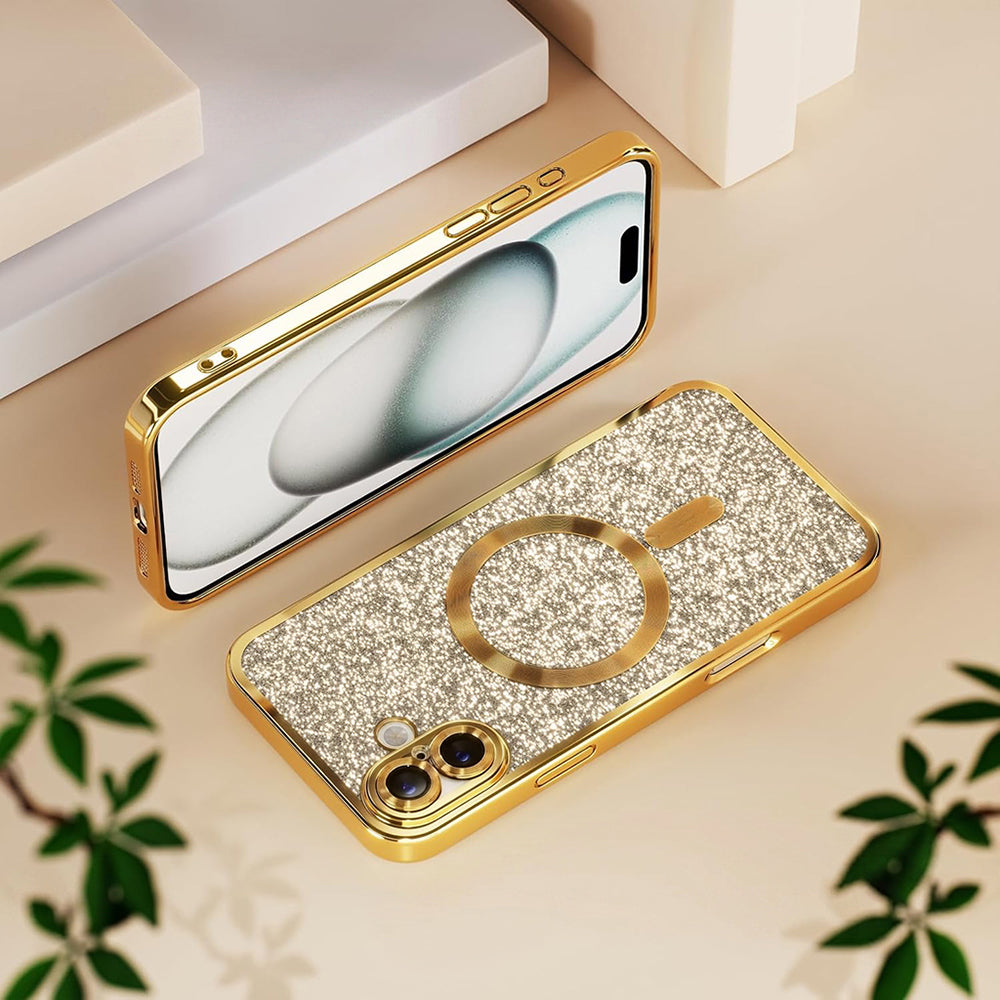 Techsuit iPhone 18 Pro Max / iPhone 17 Pro Max - Θήκη Σιλικόνης με MagSafe - Luxury Glitter - Dark Cherry