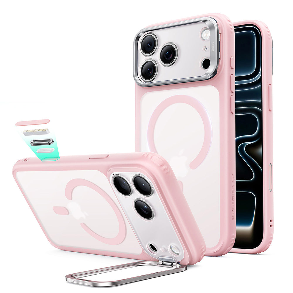 ESR  iPhone 18 Pro / iPhone 17 Pro - Σκληρή Θήκη με Πλαίσιο Σιλικόνης και Stand - Classic Hybrid HaloLock Kickstand - Frosted Bubblegum Pink