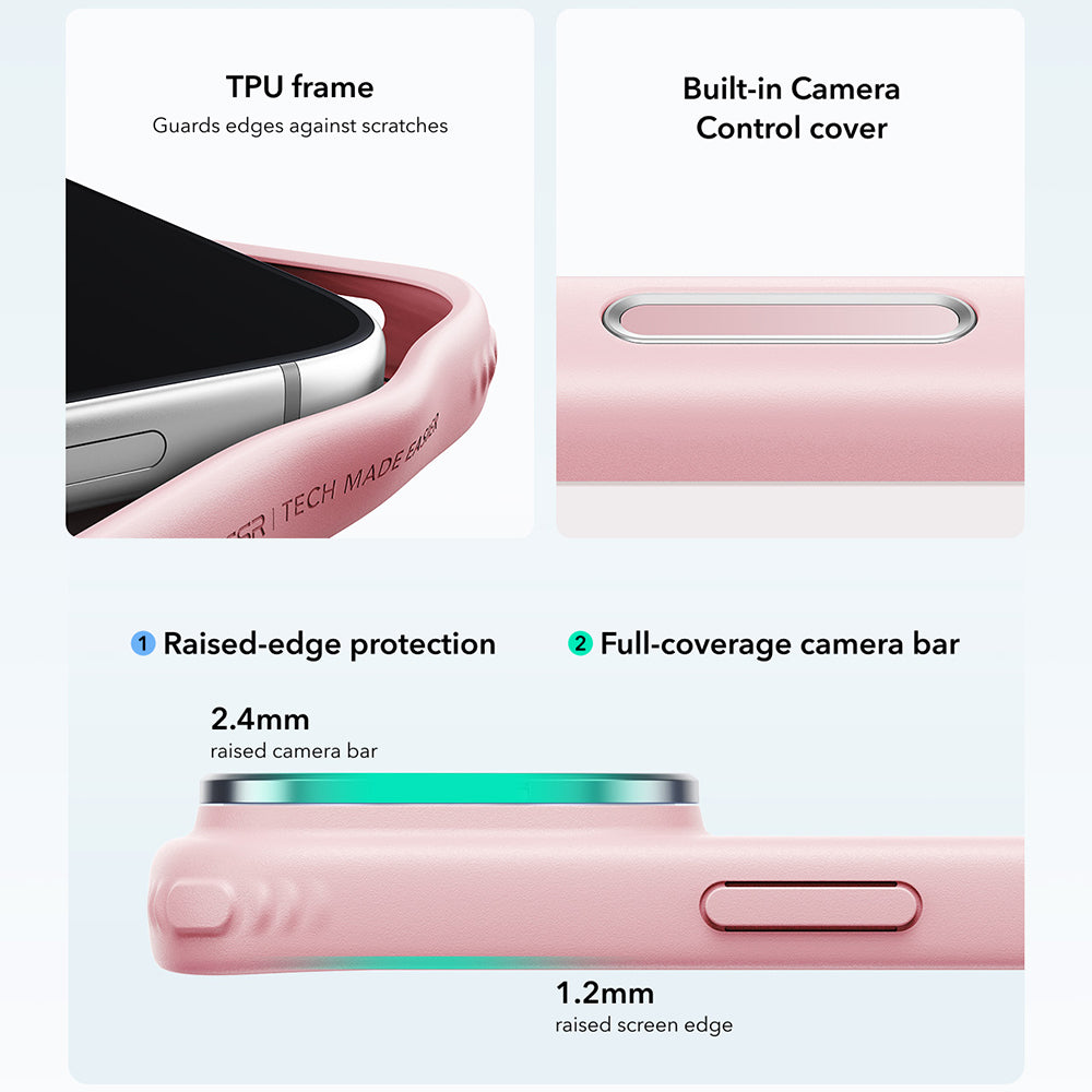 ESR  iPhone 18 Pro / iPhone 17 Pro - Σκληρή Θήκη με Πλαίσιο Σιλικόνης και Stand - Classic Hybrid HaloLock Kickstand - Frosted Bubblegum Pink