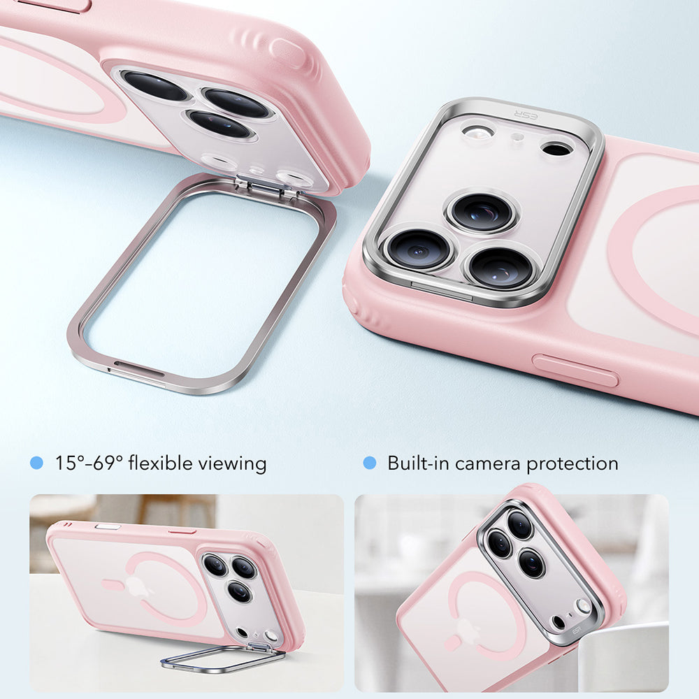 ESR  iPhone 18 Pro / iPhone 17 Pro - Σκληρή Θήκη με Πλαίσιο Σιλικόνης και Stand - Classic Hybrid HaloLock Kickstand - Frosted Bubblegum Pink