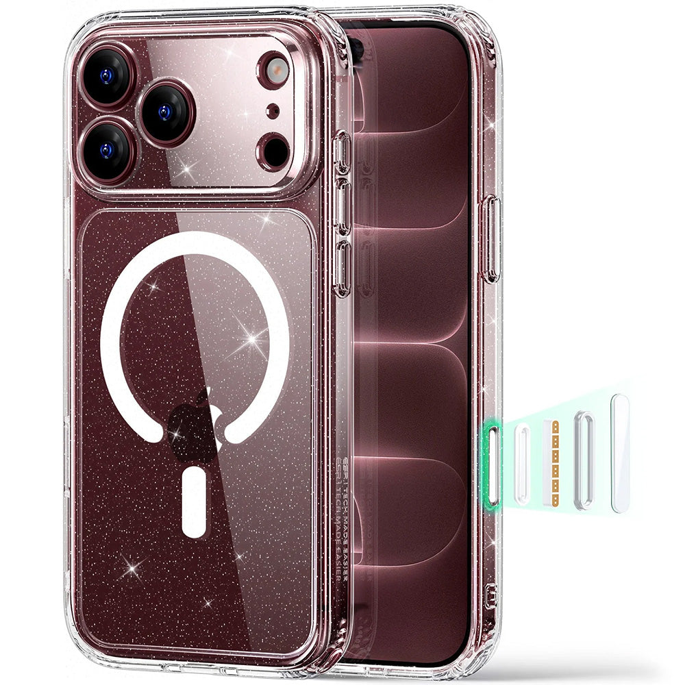 ESR iPhone 18 Pro / iPhone 17 Pro - Σκληρή Θήκη με Πλαίσιο Σιλικόνης και MagSafe - Classic Hybrid Halolock - Clear Shimmer