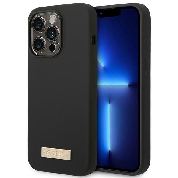 Guess iPhone 14 Pro Max Silicone Logo Plate MagSafe Θήκη Σιλικόνης με MagSafe - Black - GUHMP14XSBPLK