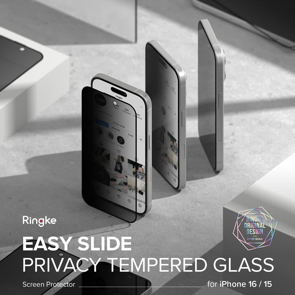 Ringke iPhone 16 Plus / 15 Plus Easy Slide 2.5D 9H Privacy Αντιχαρακτικό Γυαλί Οθόνης - 2 Τεμάχια - Privacy