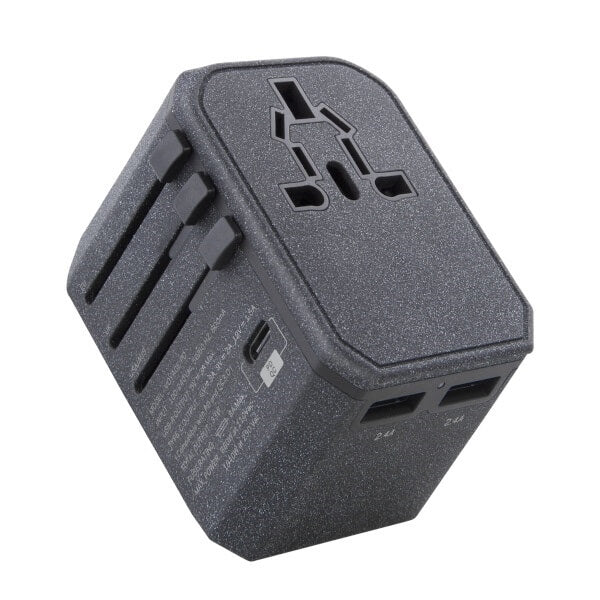 Uniq Voyage World - Φορτιστής με 1 Θύρα Type - C PD 18W και 1 Θύρα USB - A QC 3.0 και 2 Επιπλέον Θύρες USB - Charcoal Grey