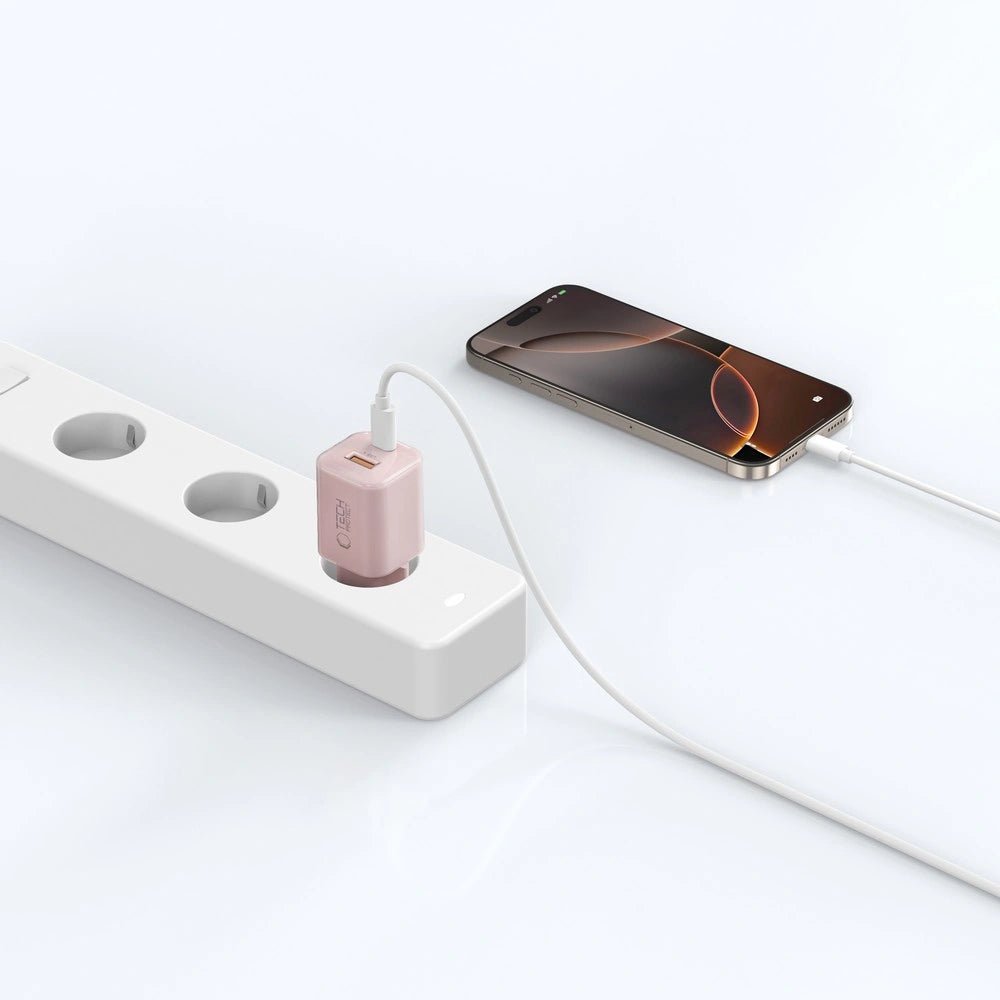 Tech - Protect NCM33W QC3.0 Οικιακός Φορτιστής Γρήγορης Φόρτισης με 1 Θύρα USB και 1 Θύρα Type - C - Baby Pink