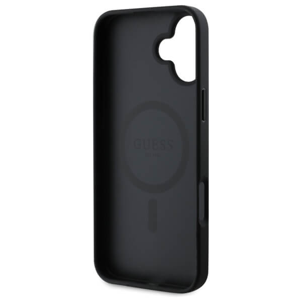 Guess iPhone 16 - 4G Printed Stripes MagSafe - Θήκη με Επένδυση Συνθετικού Δέρματος - Black - GUHMP16SP4RPSK