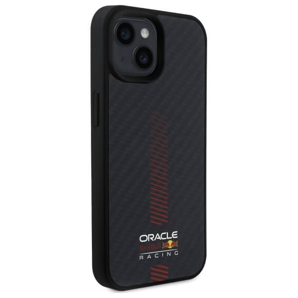 Red Bull iPhone 15 - Carbon Fiber Power Bar - MagSafe Σκληρή Θήκη με Πλαίσιο Σιλικόνης - Black - RBHMP15S24CFGSMK