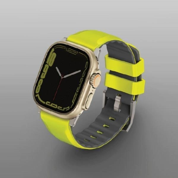 Uniq Λουράκι Apple Watch 2 / 3 / 4 / 5 / 6 / 7 / 8 / 9 / SE / ULTRA 1 / ULTRA 2 - 42 / 44 / 45 / 49 mm Linus Airosoft Σιλικόνης - Lime / Lime Green