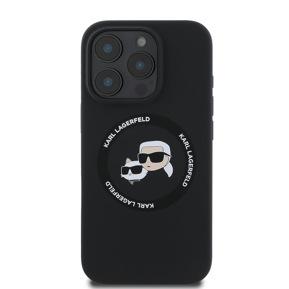 Karl Lagerfeld iPhone 16 Pro - Silicone Karl and Choupette Heads - Θήκη Σιλικόνης με MagSafe - Black - KLHMP16LSKCHTCK