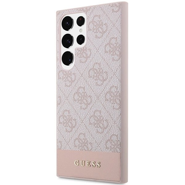Guess Samsung Galaxy S23 Ultra - 4G Stripe Collection Θήκη με Επένδυση Συνθετικού Δέρματος - Pink - GUHCS23LG4GLPI