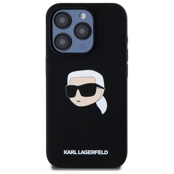 Karl Lagerfeld iPhone 15 Pro Max - Silicone Karl Head Print - MagSafe Θήκη Σιλικόνης - Black - KLHMP15XSKHPPLK