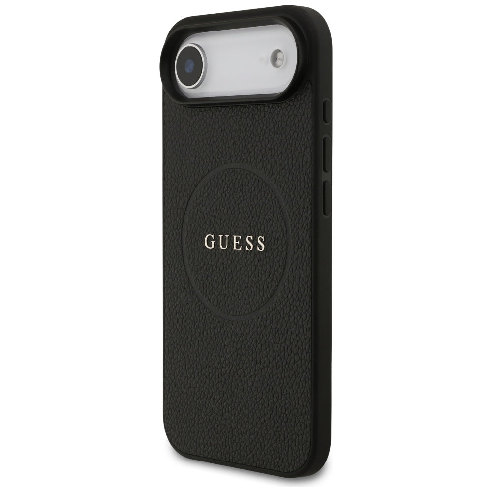 Guess iPhone Air - Grained Ring MagSafe - Σκληρή Θήκη με Πλαίσιο Σιλικόνης και Οικολογικό Δέρμα - Black - GUHMP17MPGHSMMK