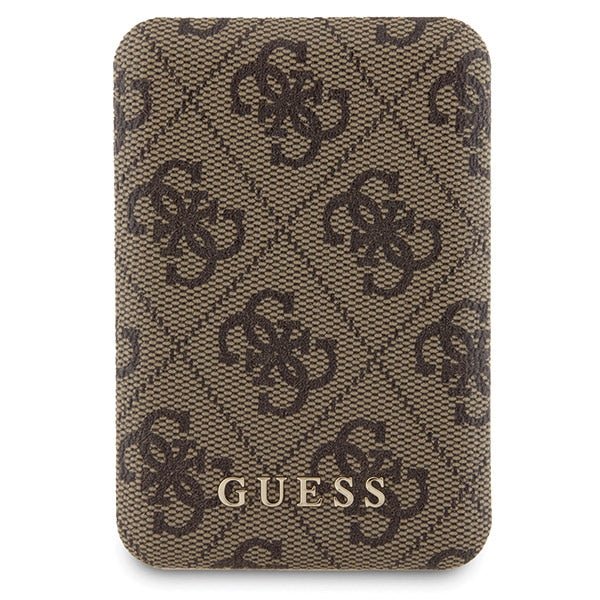 Guess iPhone 15 - 4G Metal Logo Σετ MagSafe Σκληρή Θήκη με Επένδυση Συνθετικού Δέρματος και Powerbank 5000mAh - Brown - GUBPM5P15S4GEMGW