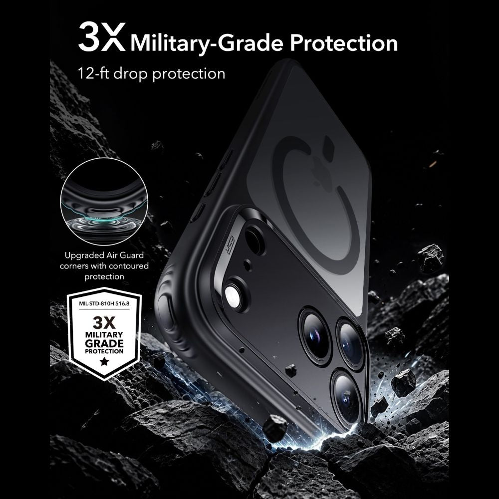 ESR iPhone 18 Pro / iPhone 17 Pro - Σκληρή Θήκη MagSafe με Πλαίσιο Σιλικόνης - Classic Hybrid - Frosted Black