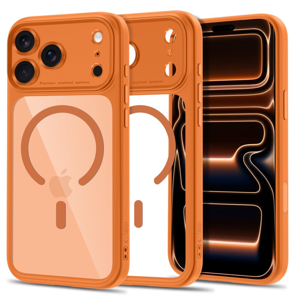 Tech-Protect iPhone 18 Pro / iPhone 17 Pro - Σκληρή Θήκη με Πλαίσιο Σιλικόνης και MagSafe - MagPeak MagSafe CC - Cosmic Orange / Clear
