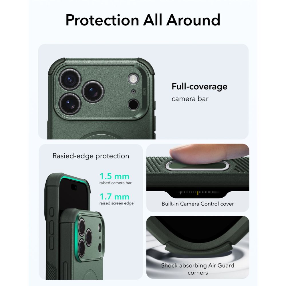 ESR iPhone 18 Pro Max / iPhone 17 Pro Max - Σκληρή Θήκη MagSafe με Πλαίσιο Σιλικόνης - Cyber Tough - Green