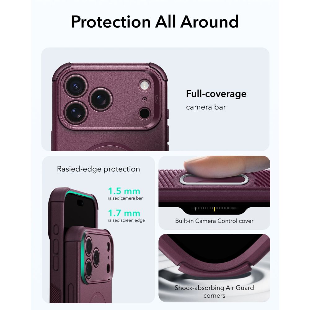 ESR iPhone 18 Pro Max / iPhone 17 Pro Max - Σκληρή Θήκη MagSafe με Πλαίσιο Σιλικόνης - Cyber Tough - Deep Burgundy