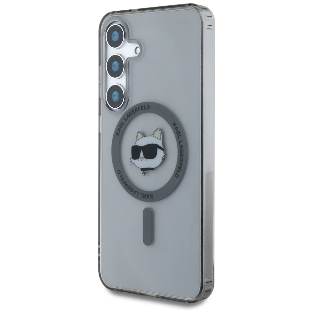Karl Lagerfeld Samsung Galaxy S25 - Button Choupette Head Printed Logo - MagSafe Σκληρή Θήκη με Πλαίσιο Σιλικόνης - Black - KLHMS25SHLSCHK