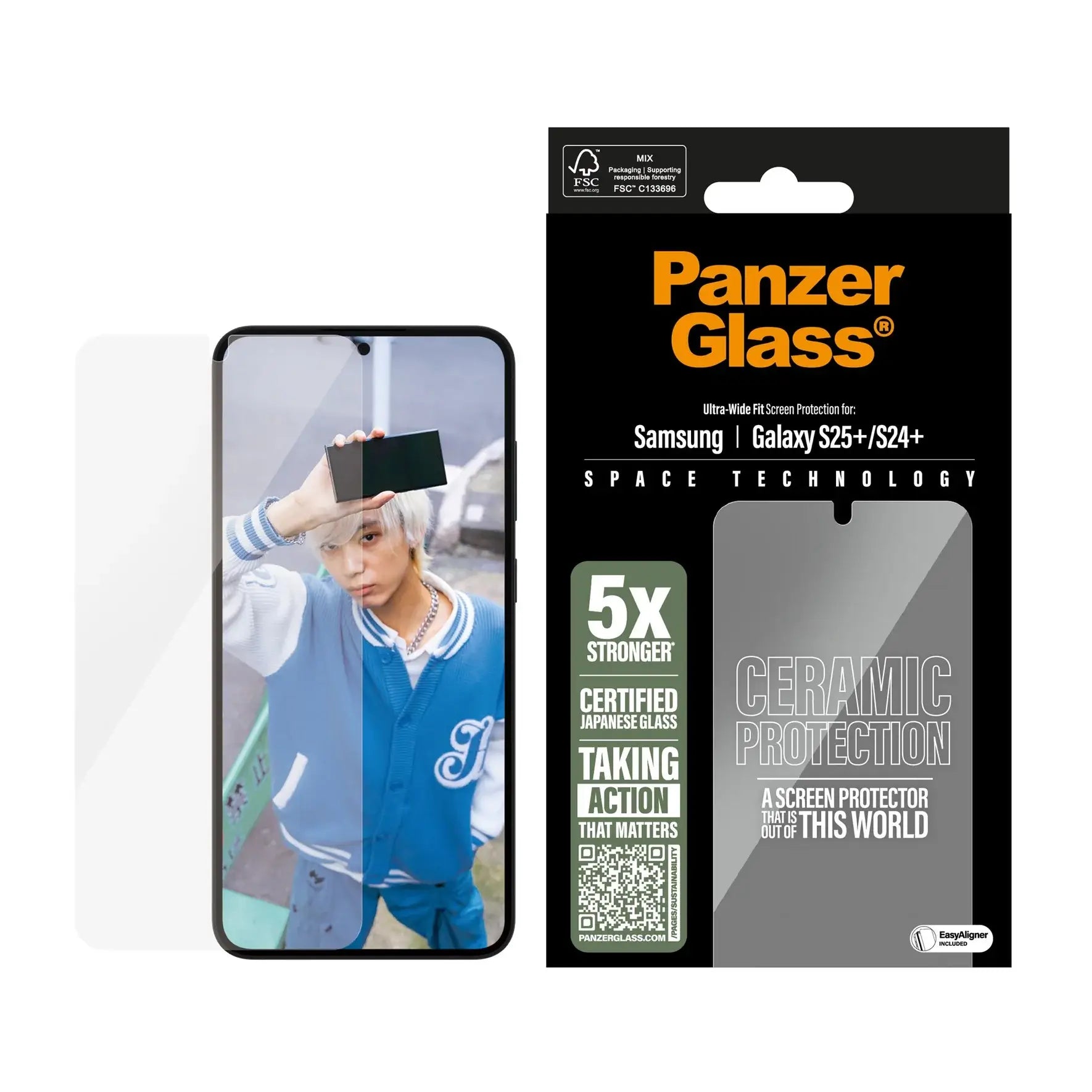 PanzerGlass Samsung Galaxy S24 Plus / S25 Plus Ceramic Ultra - Wide Fit Full Screen Αντιχαρακτικό Γυαλί Οθόνης - Black