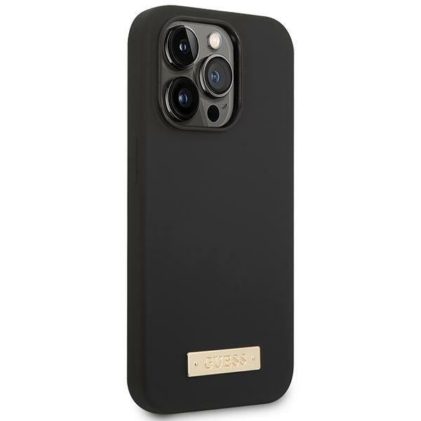 Guess iPhone 14 Pro Max Silicone Logo Plate MagSafe Θήκη Σιλικόνης με MagSafe - Black - GUHMP14XSBPLK