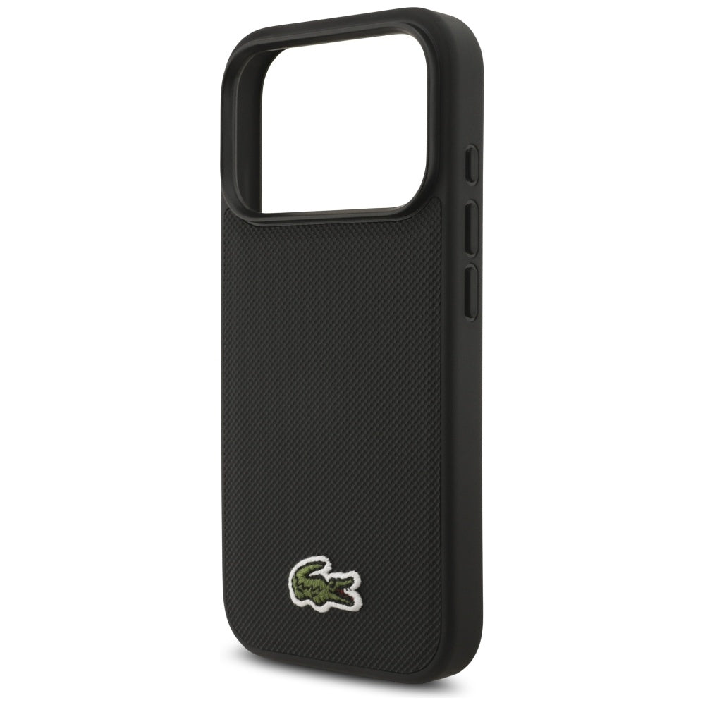 Lacoste iPhone 17 Pro - Iconic Petit Pique Woven Logo MagSafe - Σκληρή Θήκη με Πλαίσιο Σιλικόνης - Black