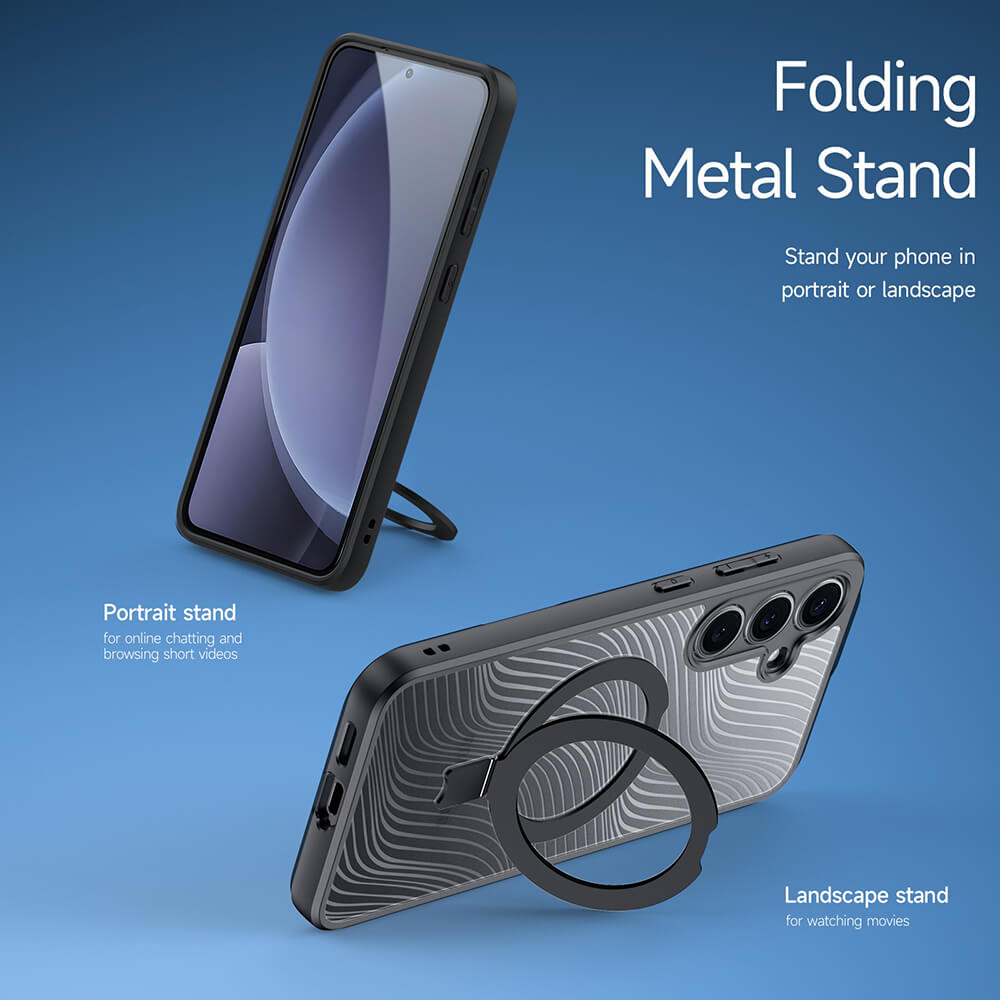 Dux Ducis Samsung Galaxy S25 Aimo MagSafe Magnetic Stand Σκληρή Θήκη με Πλαίσιο Σιλικόνης και MagSafe - Black