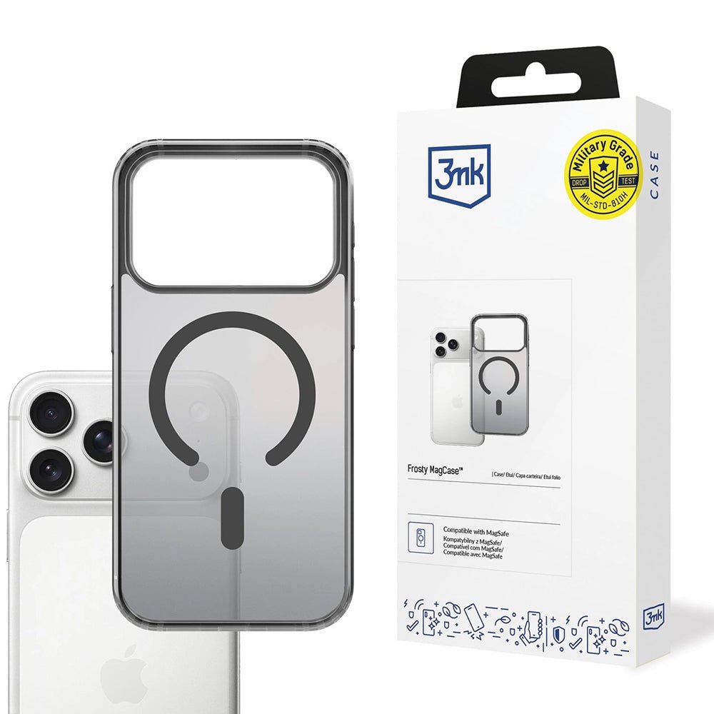 3MK iPhone 17 Pro Σκληρή Θήκη με Πλαίσιο Σιλικόνης και MagSafe - Frosty MagCase - Black