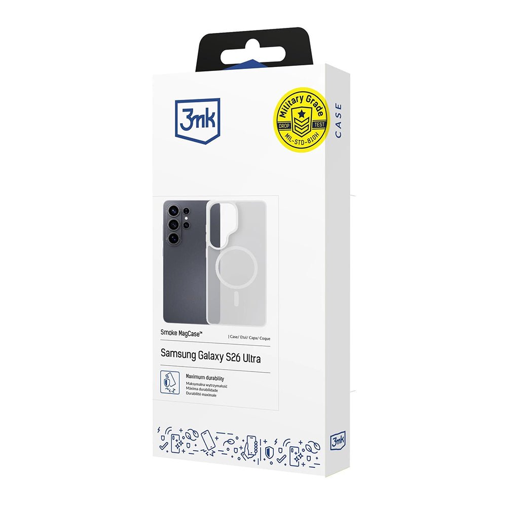 3MK Samsung Galaxy S26 Ultra - Σκληρή Θήκη με Πλαίσιο Σιλικόνης και MagSafe - Smoke MagCase - White