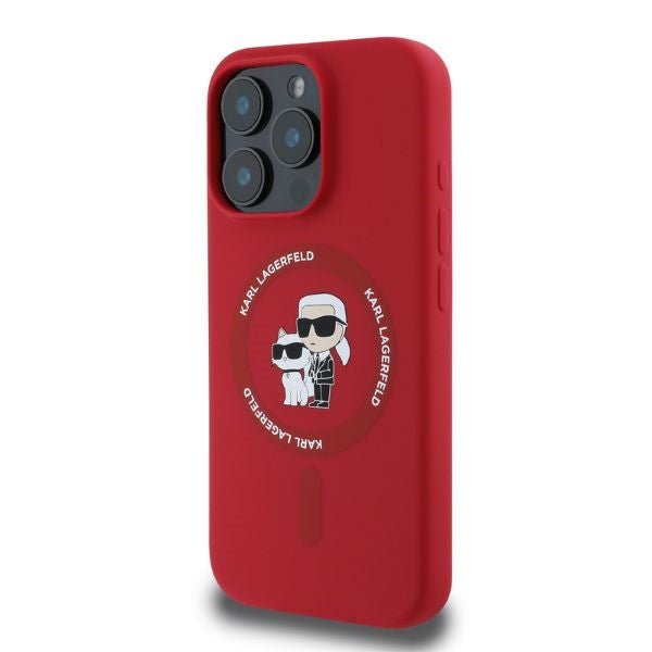 Karl Lagerfeld iPhone 16 Pro Max - Silicone KC Heads Ring MagSafe - Θήκη Σιλικόνης με MagSafe - Red - KLHMP16XSCMKCRHR